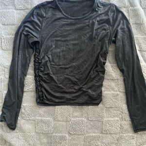 Lululemon Athletica Black Ruched Long Sleeve Blouse
